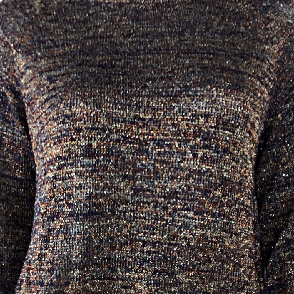 Black Metallic Split Back Sweater Medium - image 4